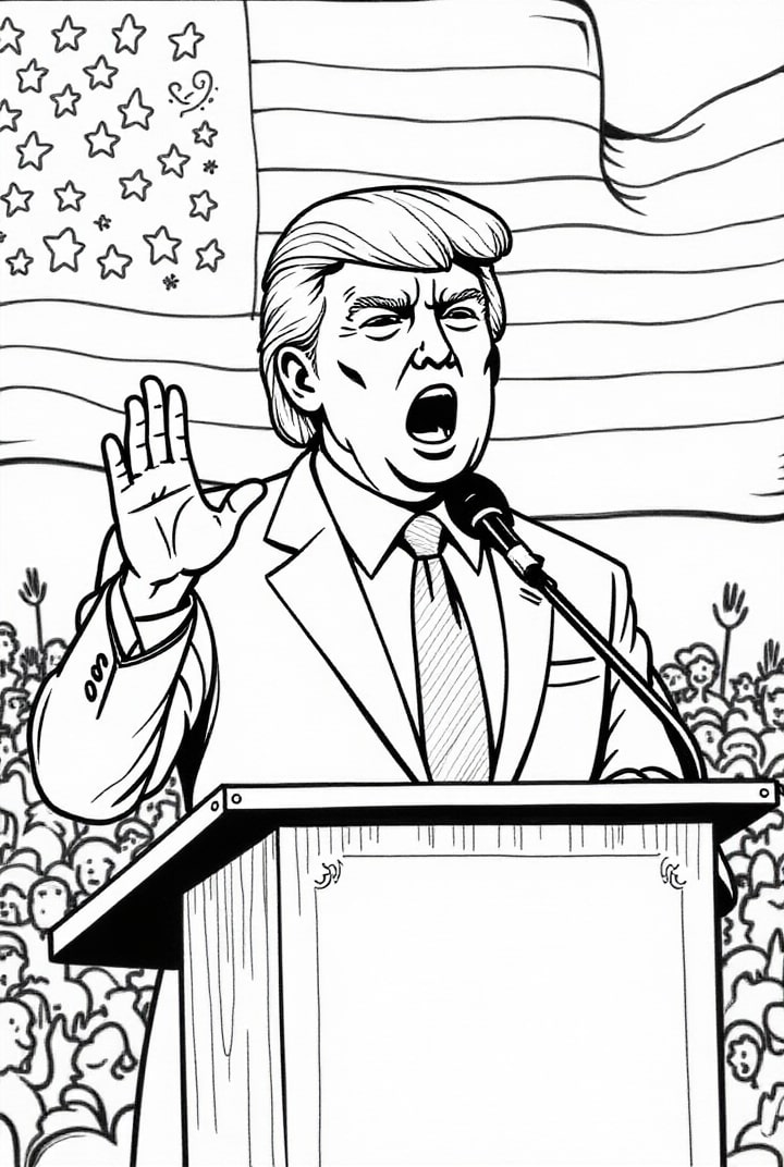 President Donald Trump addresses people