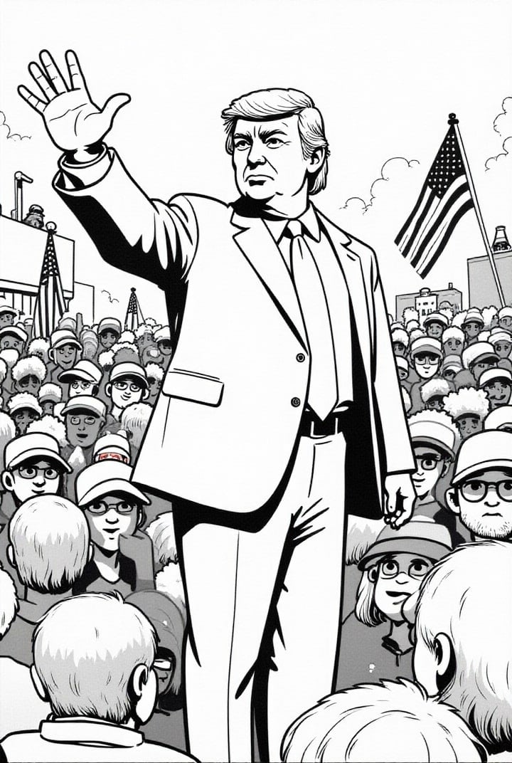 President Donald Trump with supporters