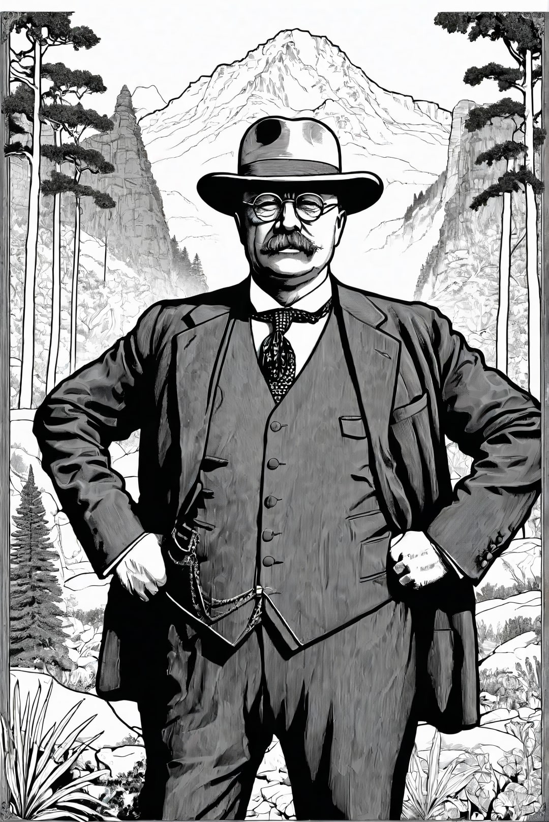 President Theodore Roosevelt in a nature park
