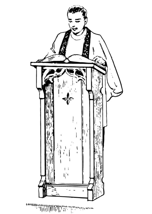 Coloring page Priest behind lectern