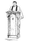 Coloring pages Priest behind lectern