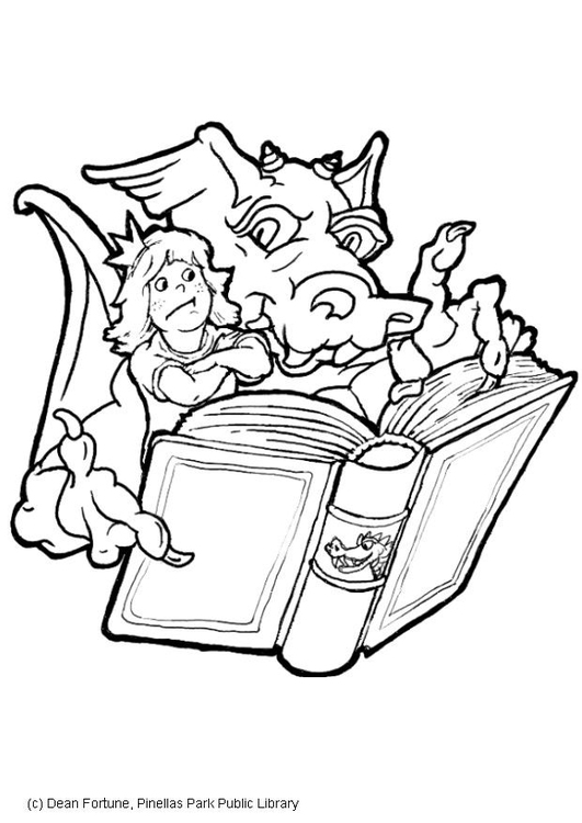 Coloring page Prince and Dragon