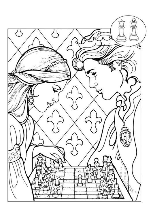 prince and princess playing chess