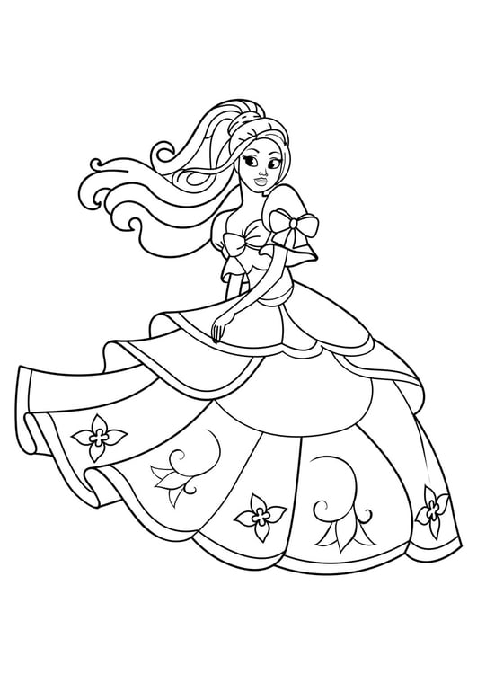 Coloring page princess is dancing