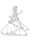 Coloring page princess is dancing
