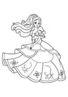 Coloring pages princess is dancing