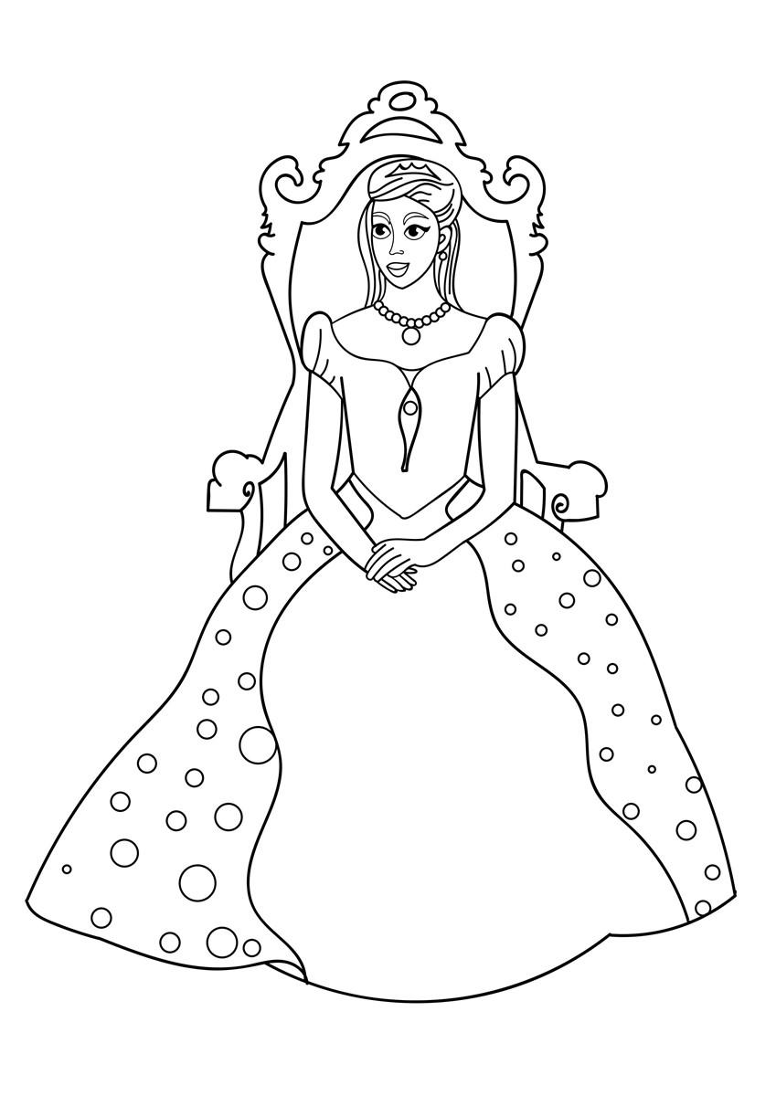 Coloring page princess on throne