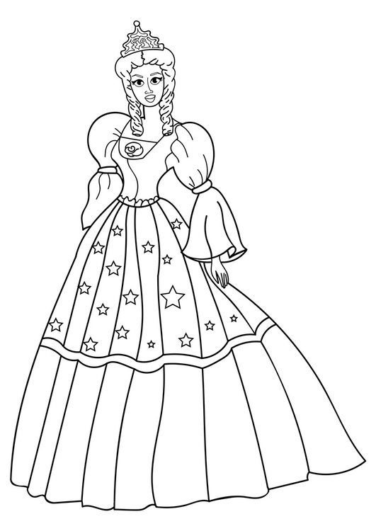 Coloring page princess with dress