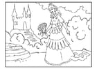 Coloring page princess with flowers