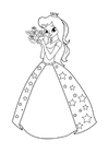 Coloring pages princess with flowers