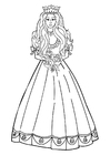 Coloring page princess with flowers