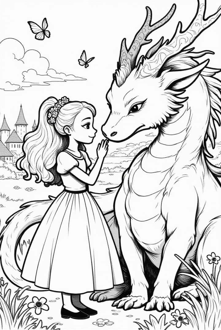 princess with her dragon friend