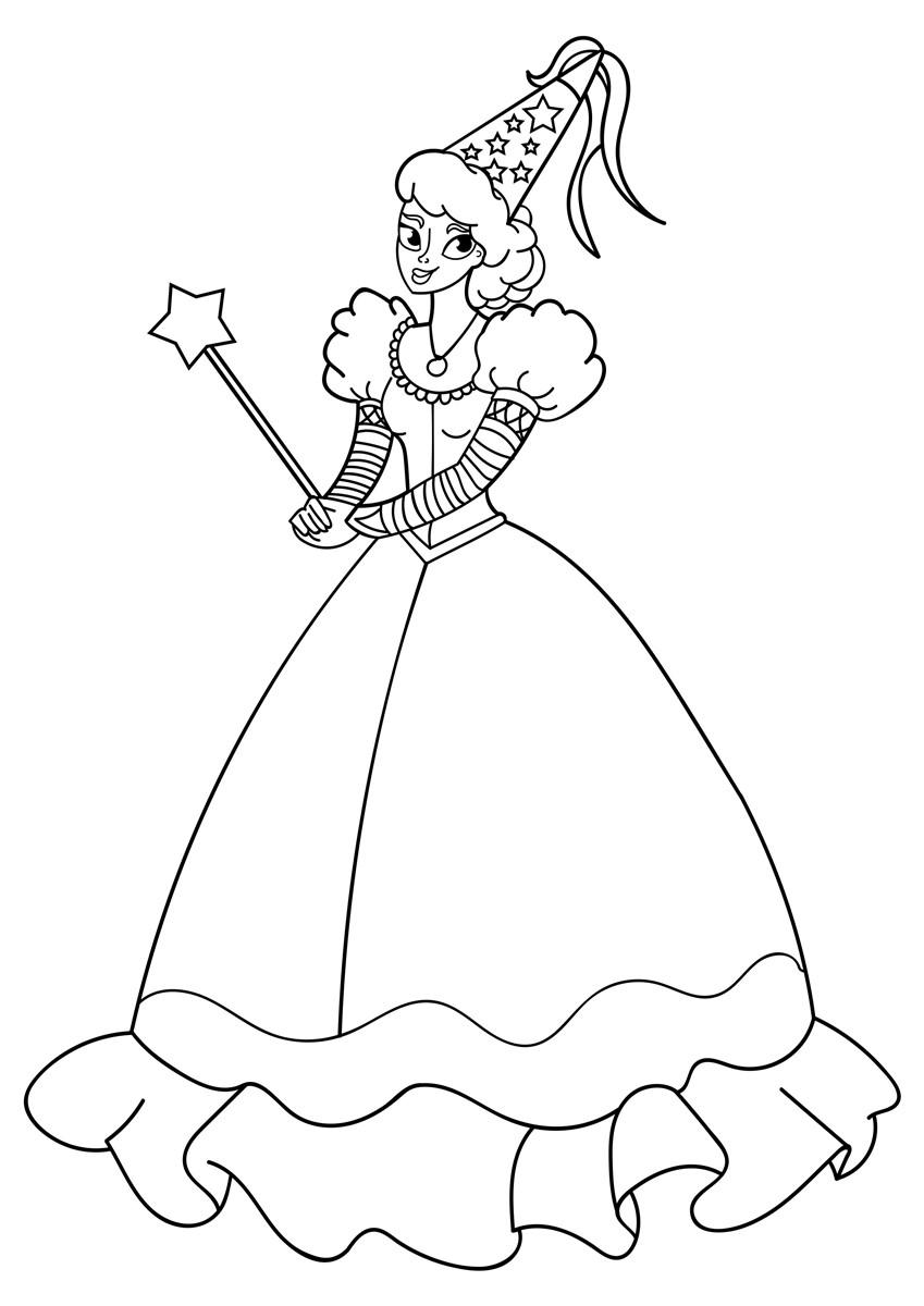 Coloring Page princess with wand   free printable coloring pages ...