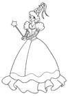 Coloring pages princess with wand