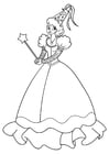 Coloring page princess with wand