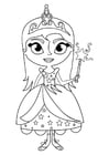 Coloring pages princess with wand