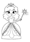 Coloring page princess with wand