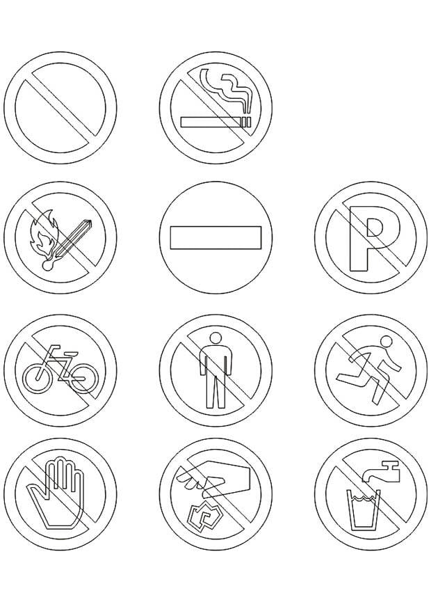 Coloring page Prohibition Sign