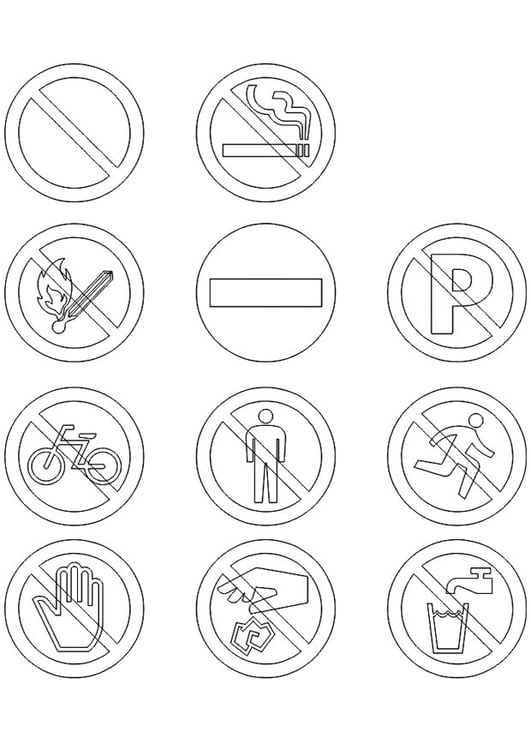 Coloring page Prohibition Sign