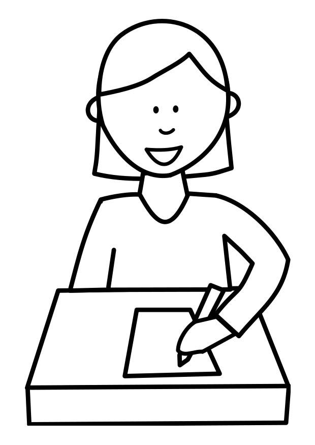 Coloring page pupil writes