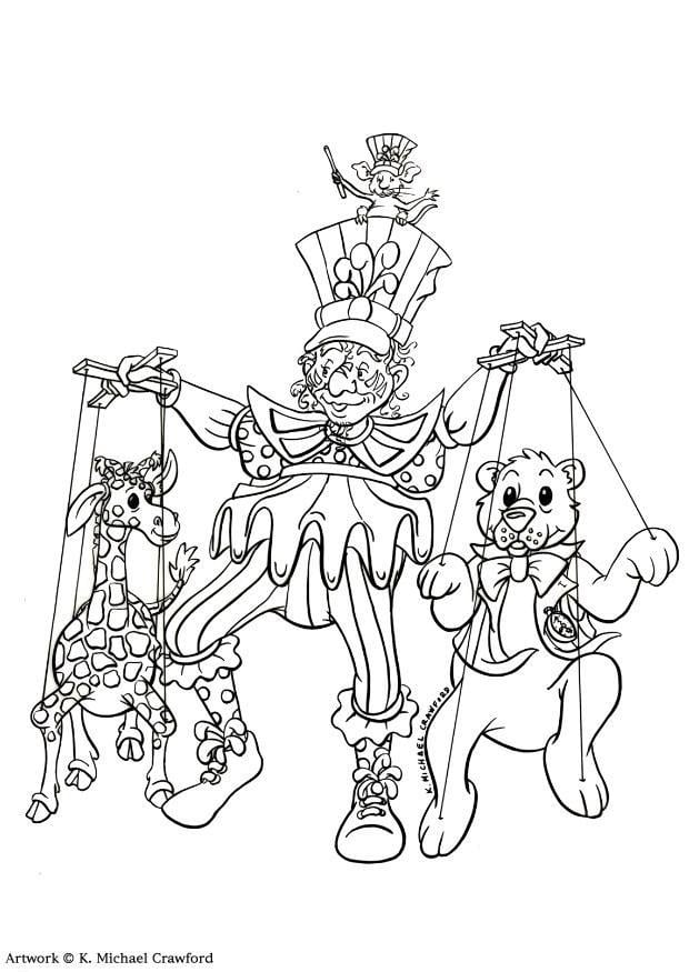 Coloring page puppet show
