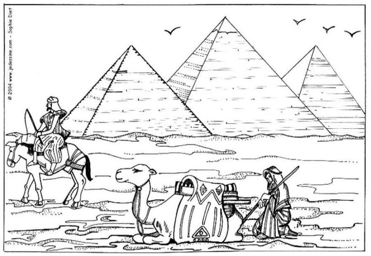 Coloring page Pyramids of Giza