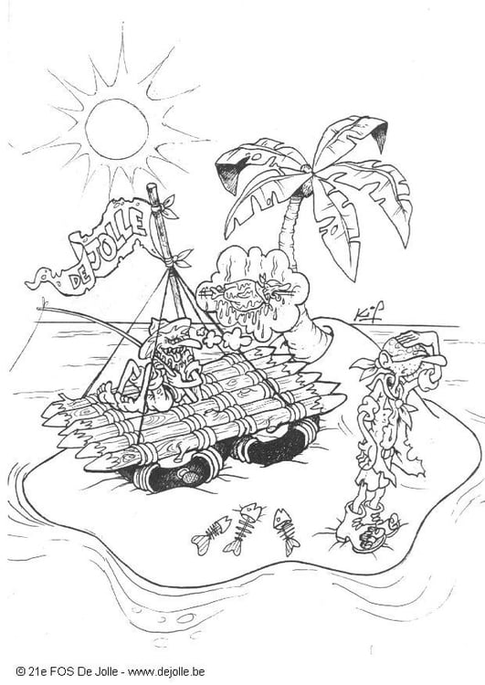 Coloring page raft tour