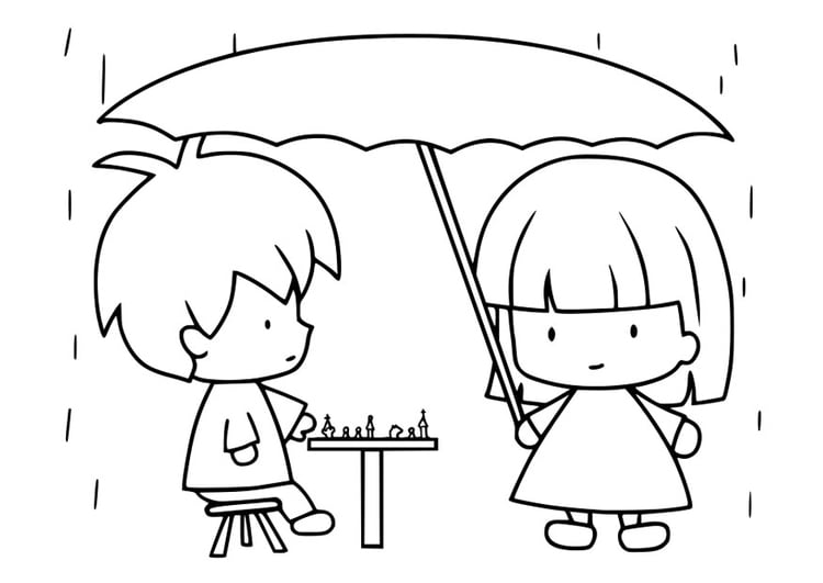 Coloring page rain