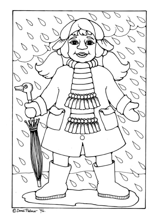 Coloring page rain