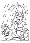Coloring page rain - rainy day
