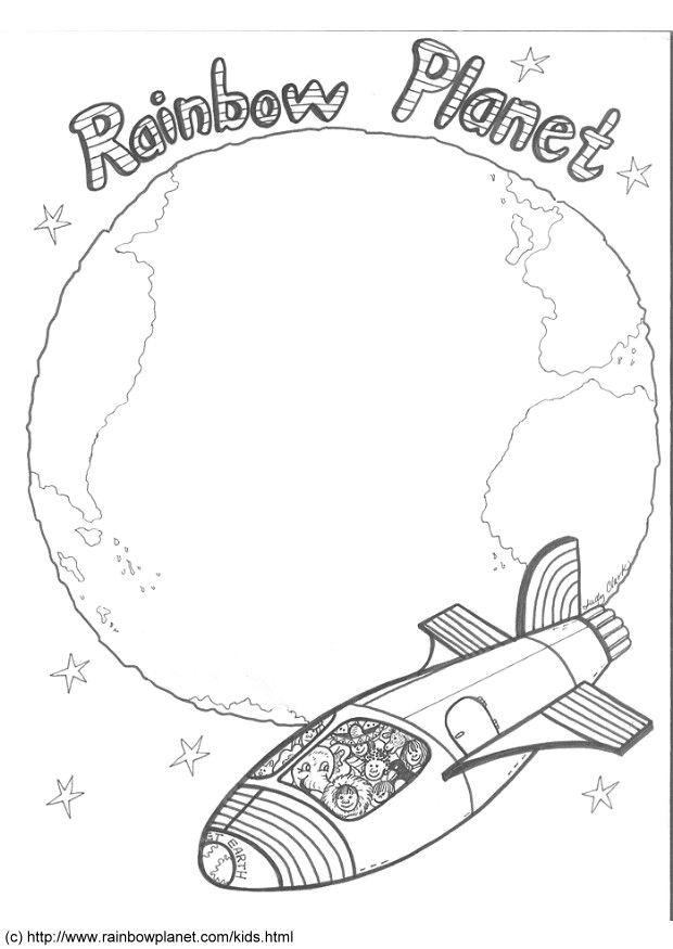 Coloring page rainbow planet