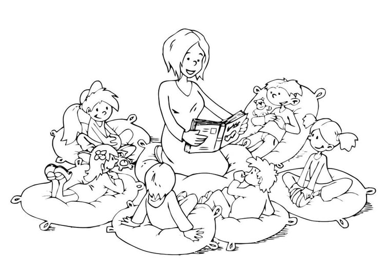 Coloring page read aloud corner