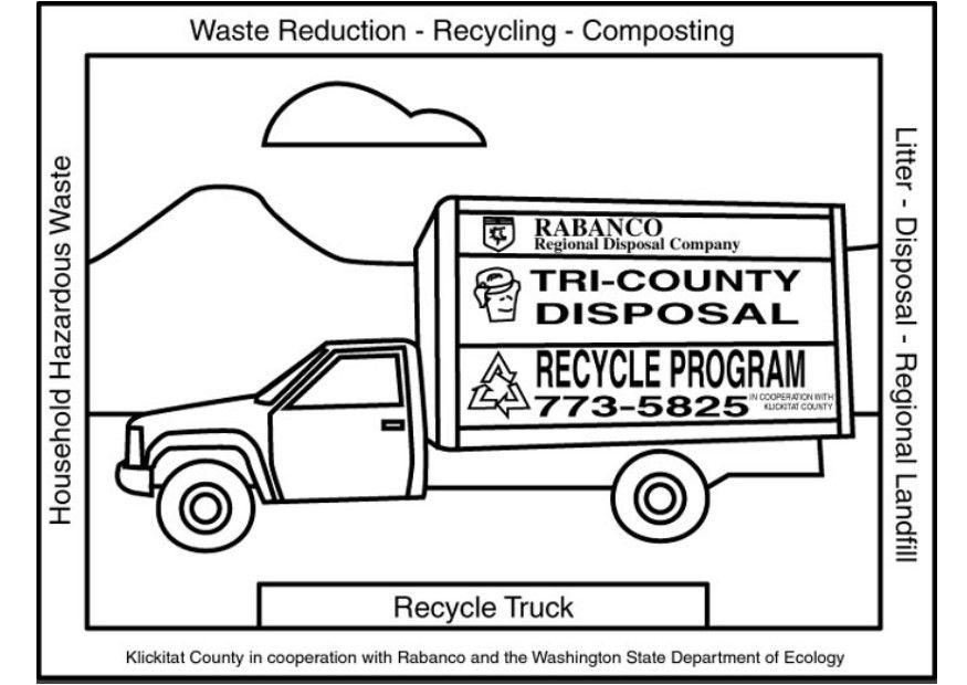 Coloring page recycling truck