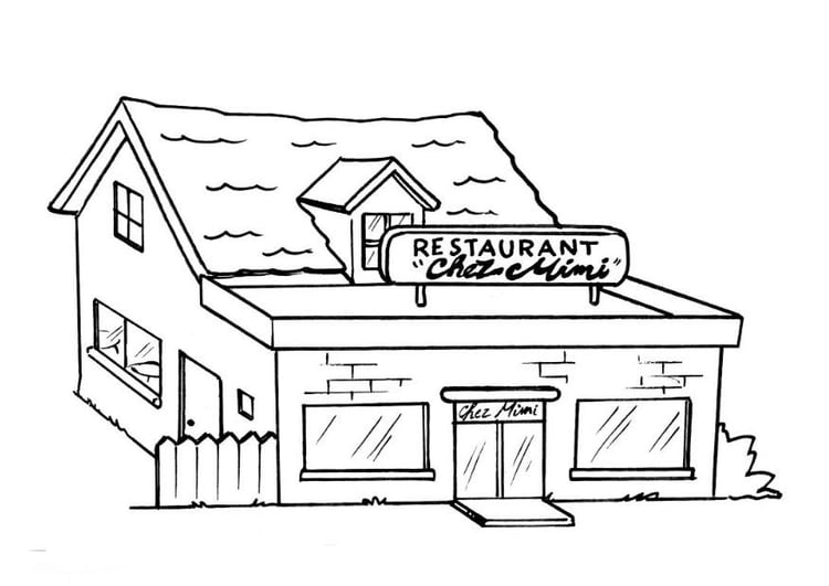 Coloring page restaurant