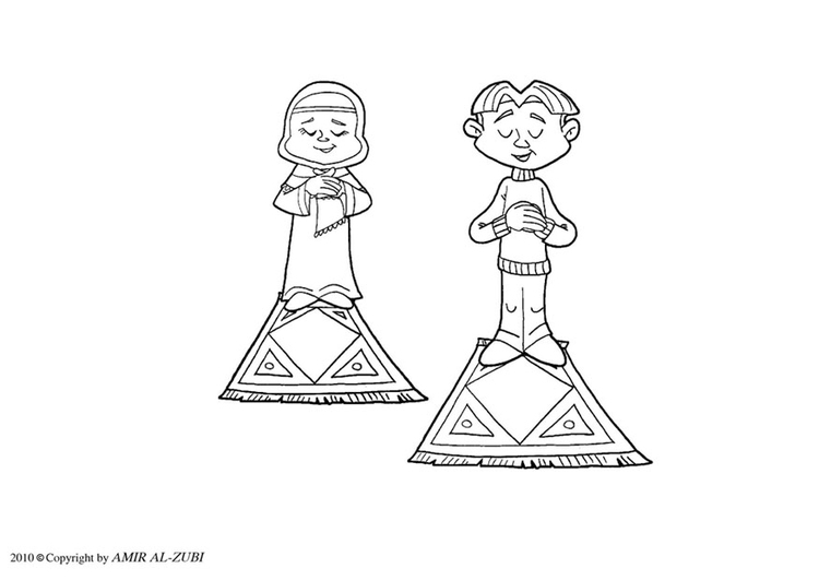 Coloring page ritual prayer - salat