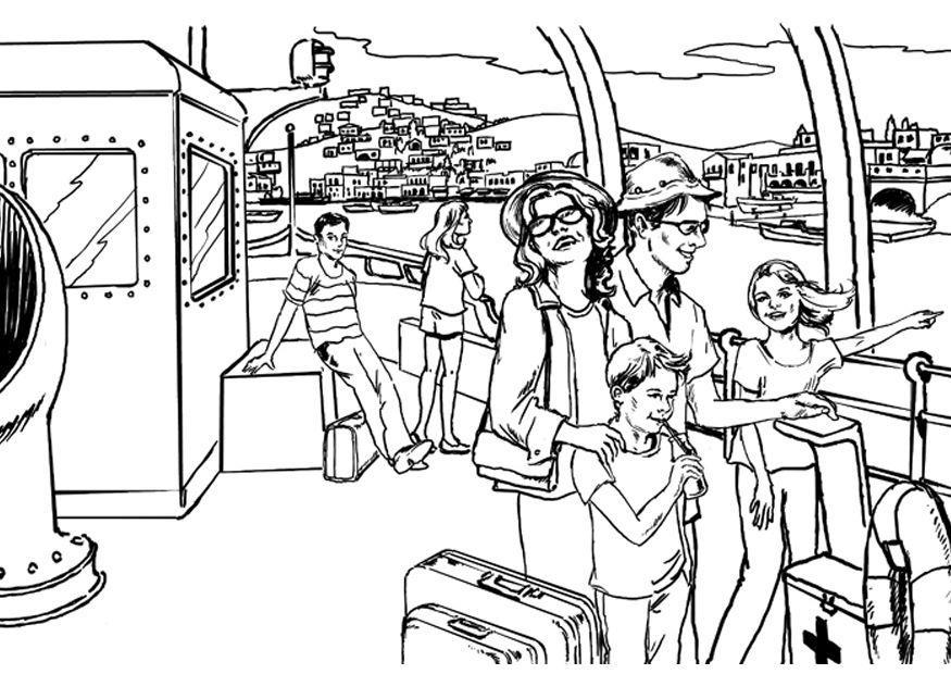 Coloring page river boat trip