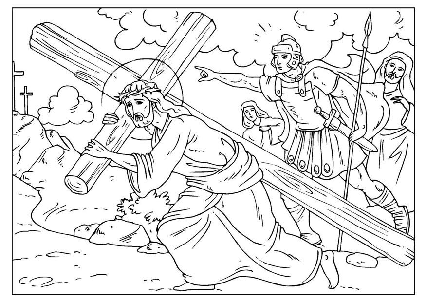 Coloring page road to Calvary