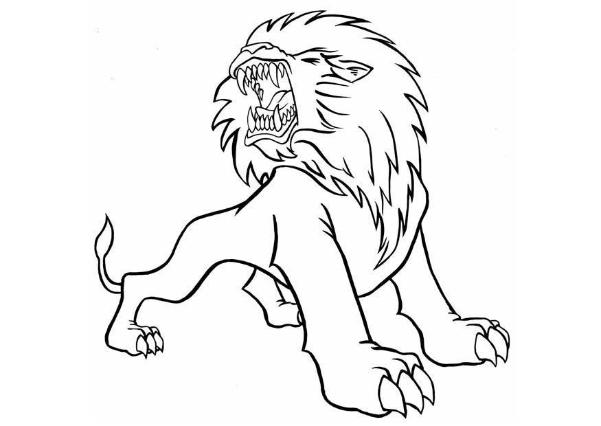 Coloring page roaring lion