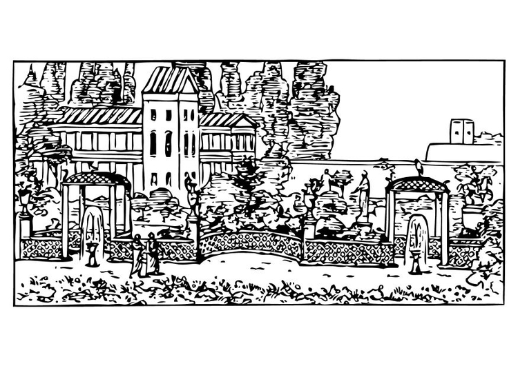 Coloring page roman garden