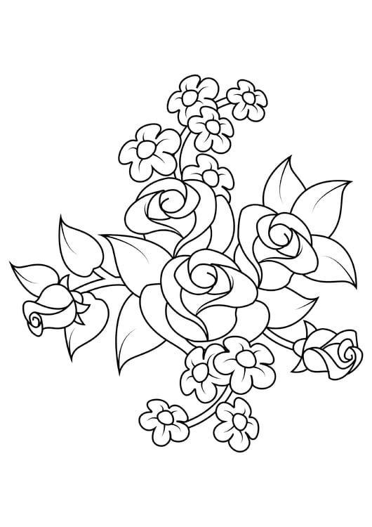 Coloring page rose bouquet