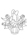 Coloring page roses in basket