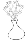 Coloring pages roses in vase
