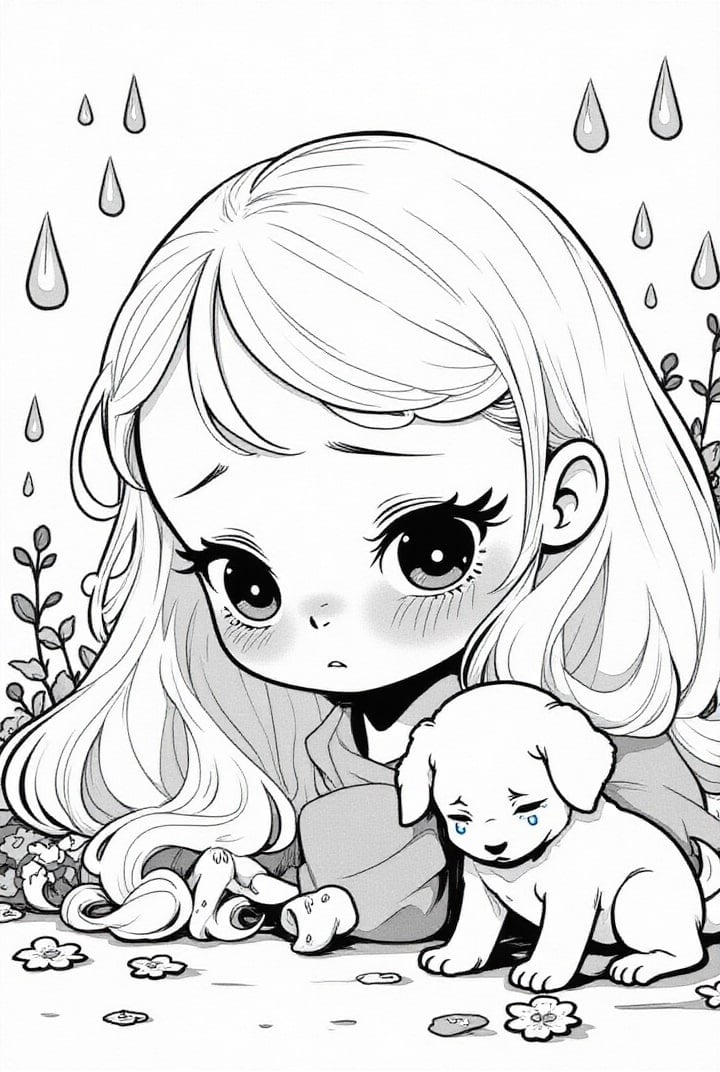 sad girl with dog