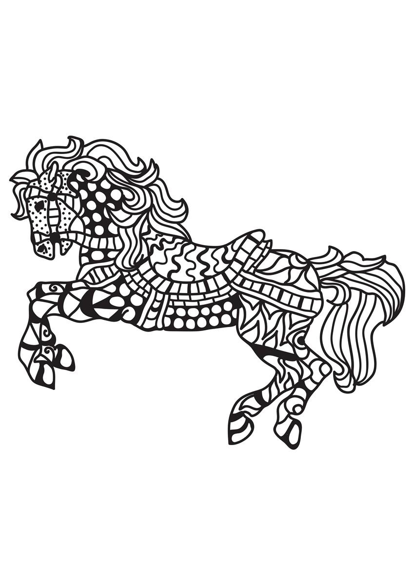 Coloring page saddled horse