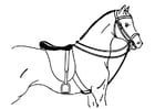 Coloring page saddled horse