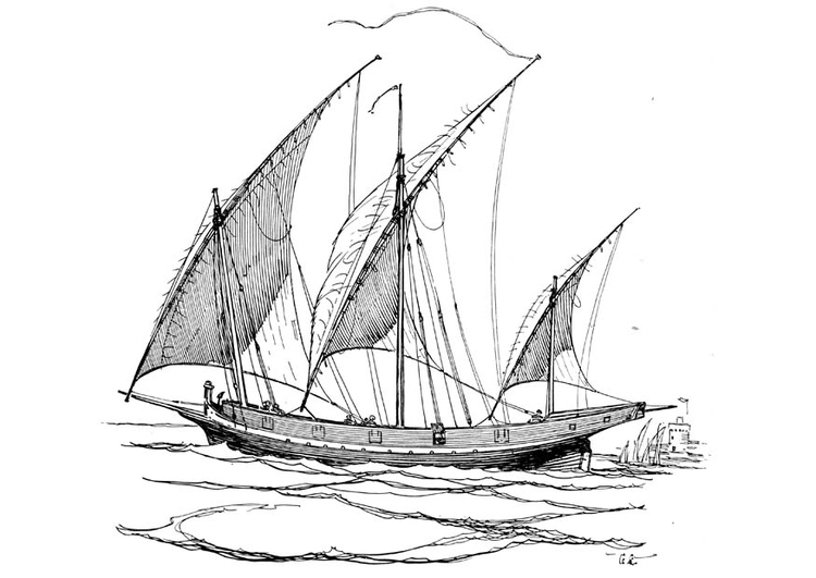 Coloring page sailing ship