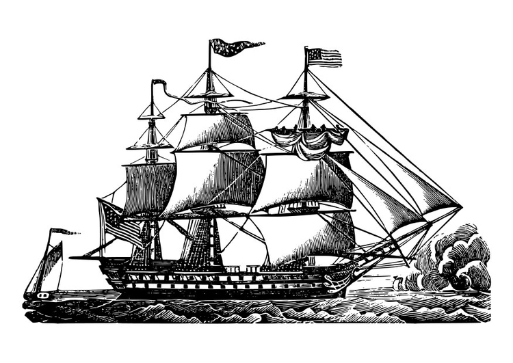 Coloring page sailing ship