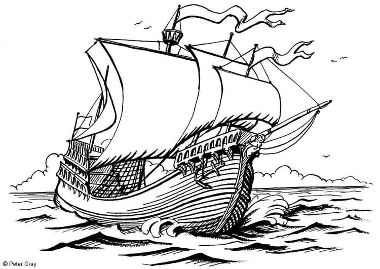 Coloring page sailing vessel