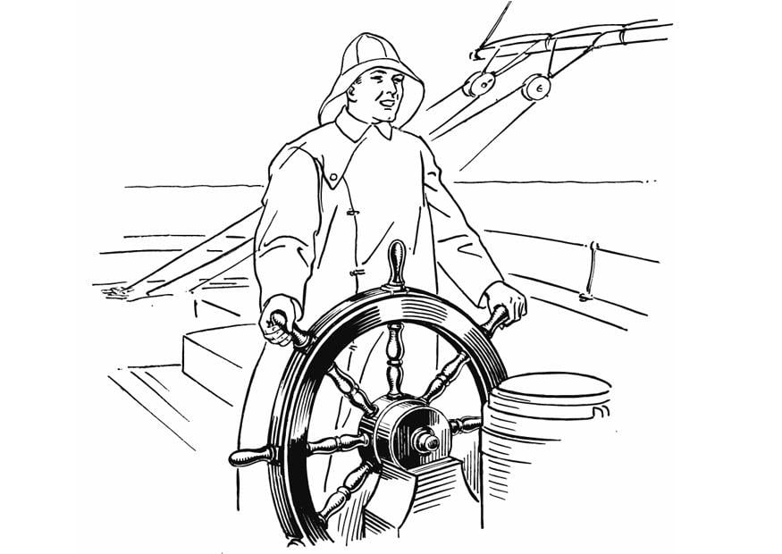 Coloring page Sailor at the wheel
