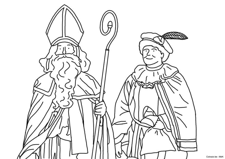 Coloring page Saint Nicholas and Black Peter